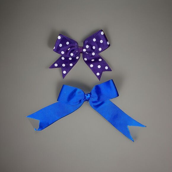 Unbranded Other - Lot Of 2 Girl’s Grosgrain Hair Bows Clip Blue Solid Polka Dot